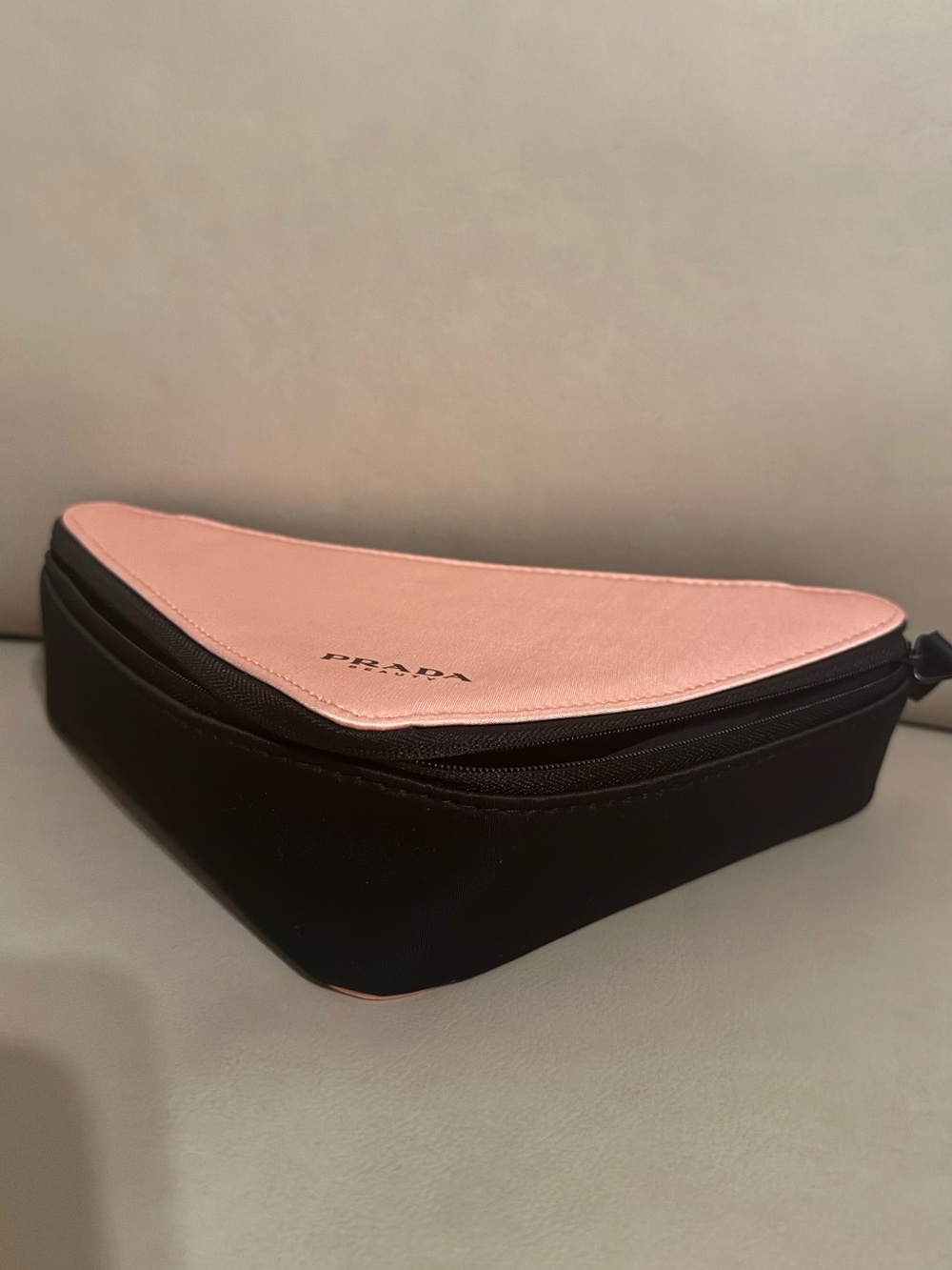 Prada Pink Triangle Cosmetic Case with Black Trim - Picture 3 of 5